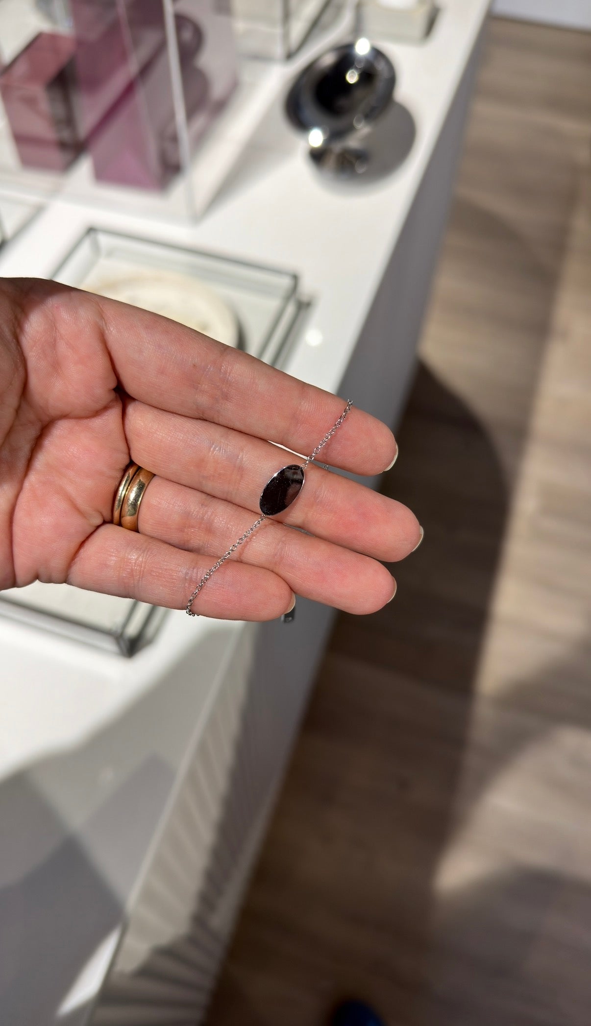 Pulsera ovalada para compartir silver