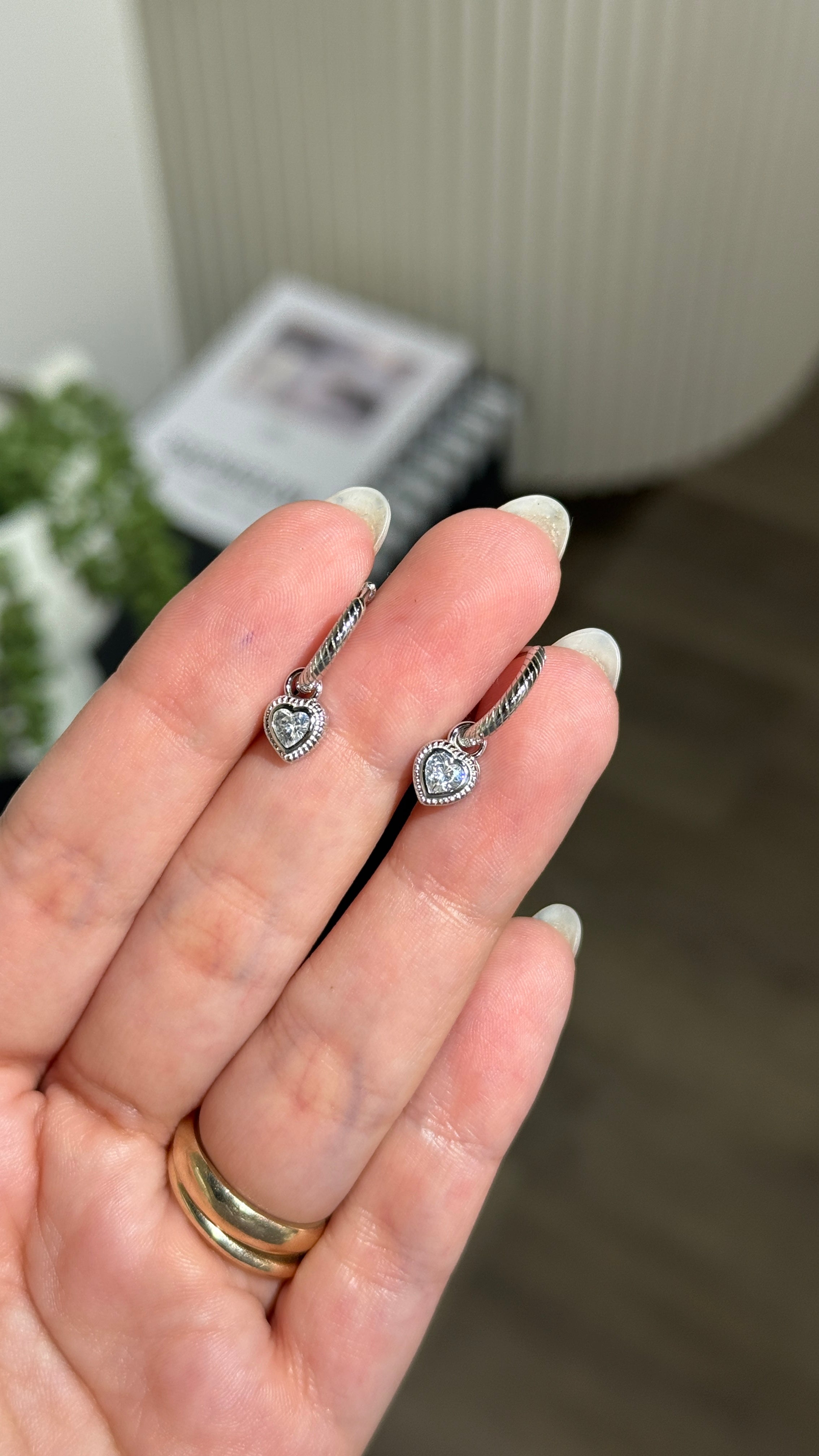 Argolla corazón cristal silver