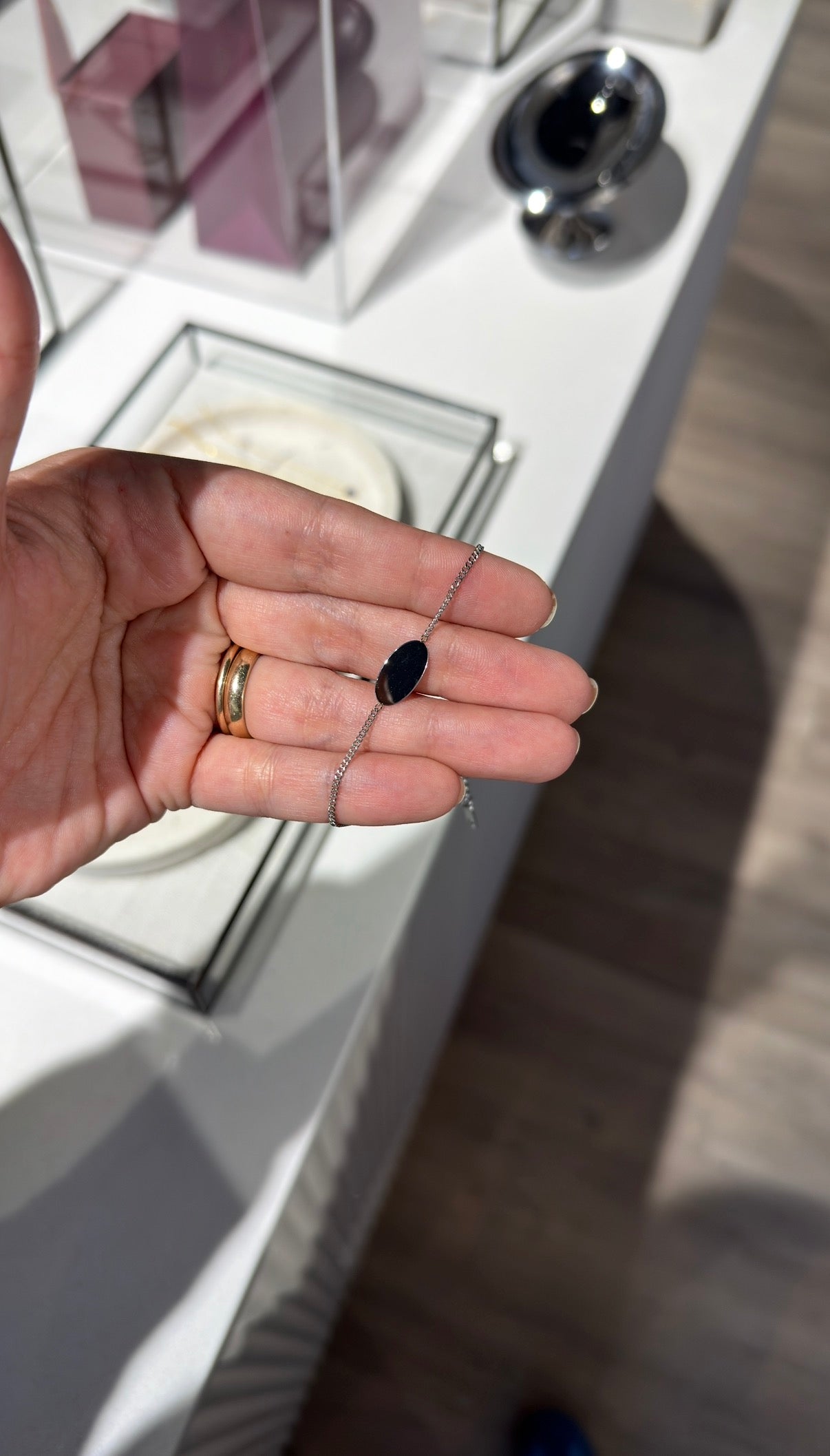 Pulsera ovalada para compartir silver